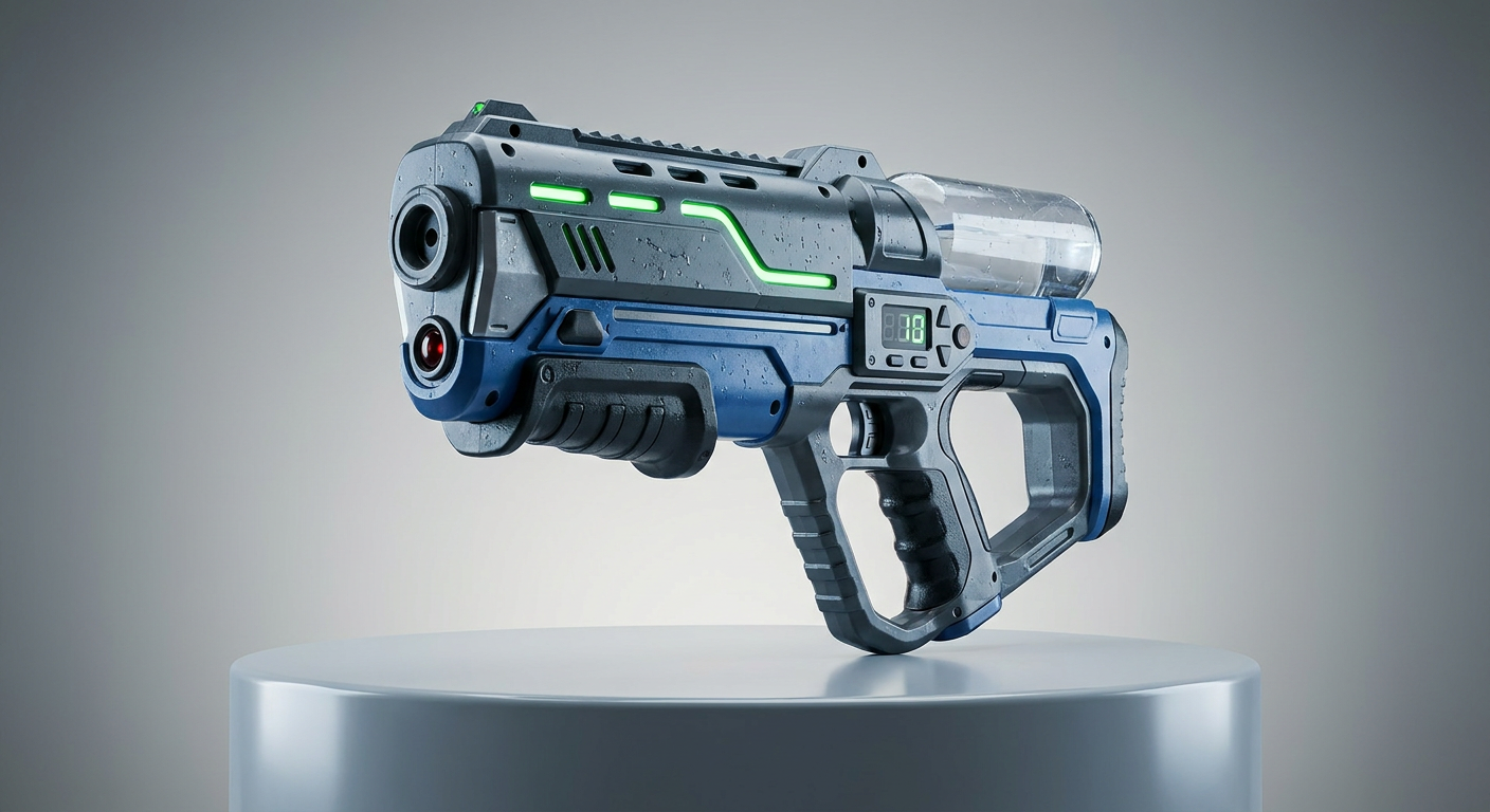 Laser-tag squirt gun invention developed from an idea in Forged.AI